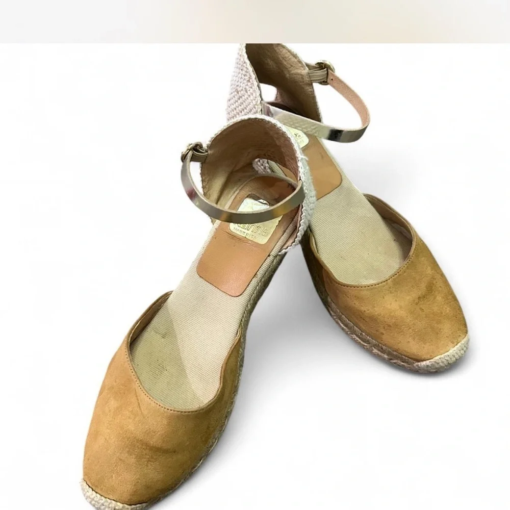 Kanna Brown and‎ Cream Espadrille Wedges